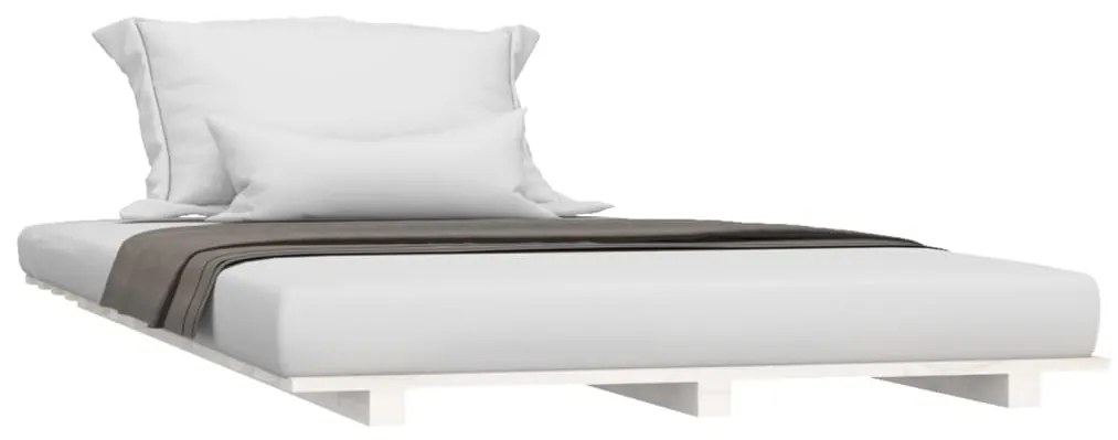 Estrutura de cama 100x200 cm madeira de pinho maciça branco
