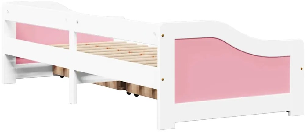 Sofá-cama com 2 gavetas sem colchão 90x200 cm IRUN branco&rosa
