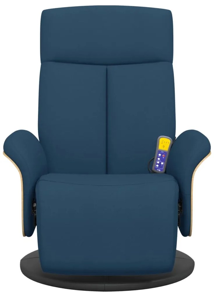 Cadeira de massagens reclinável c/ apoio de pés tecido azul