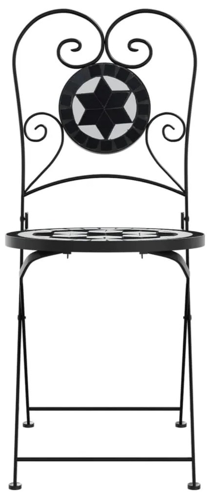 Cadeiras de bistrô dobráveis 2 pcs cerâmica preto e branco