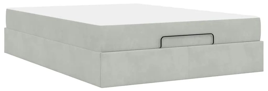 Estrutura da Cama Cinzento-claro 140 x 200 cm Veludo