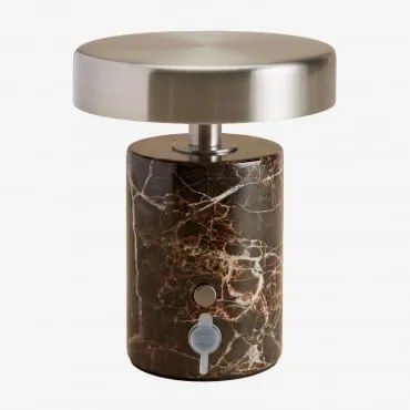 Lâmpada De Mesa Led Sem Fios Para Exterior Em Ferro E Pedra Natural Isasia Mármore Castanho Emperador - Sklum
