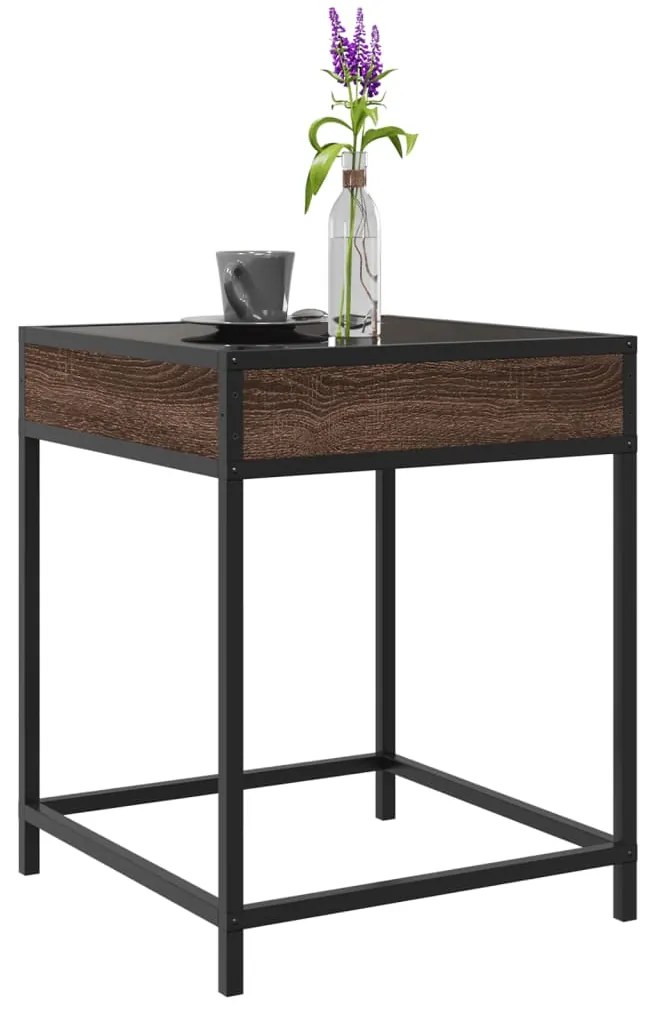 Mesa de centro luzes LED Infinity 40x40x51 cm carvalho castanho