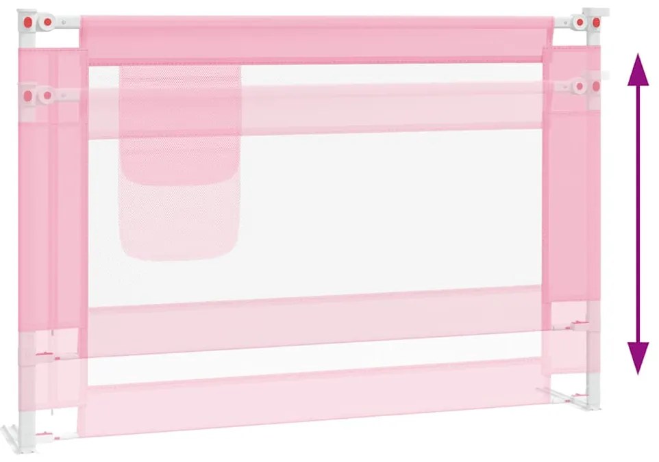 Barra de segurança p/ cama infantil tecido 100x25 cm rosa