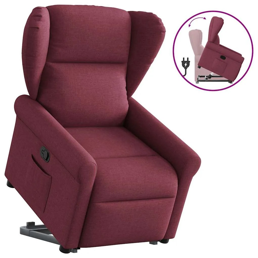 Poltrona reclinável elevatória tecido vermelho tinto