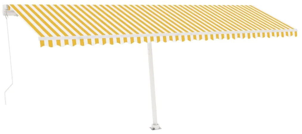 Toldo retrátil manual com LED 600x300 cm amarelo e branco