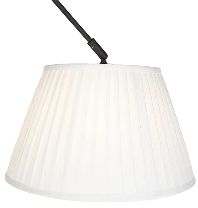 Candeeiro de suspensão preto com aba de plissado 35cm creme - Blitz Clássico / Antigo