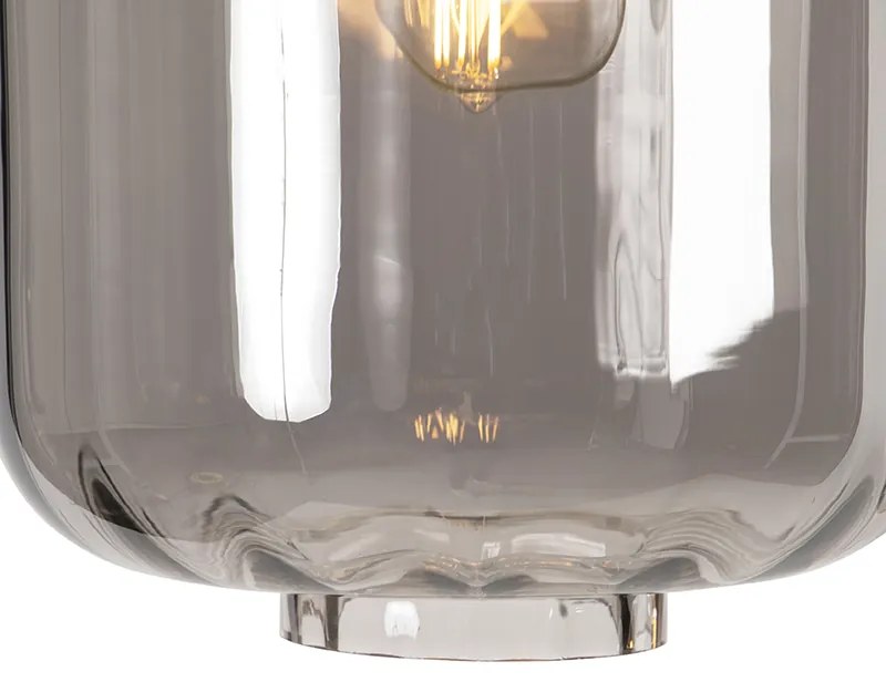 Candeeiro de suspensão design preto com vidro fumê 3-luzes 226 cm - Qara Design