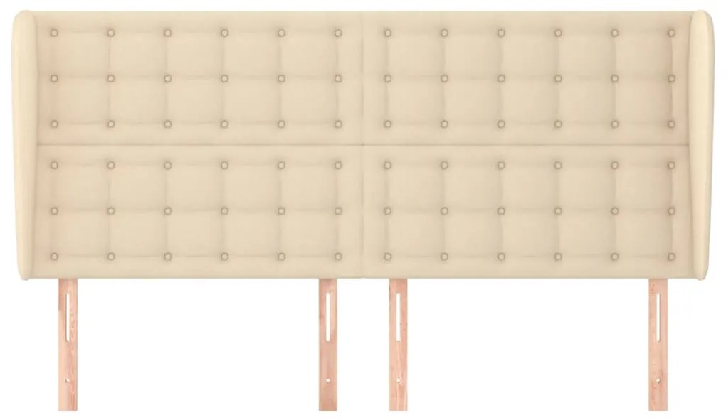 Cabeceira de cama c/ abas tecido 203x23x118/128 cm creme