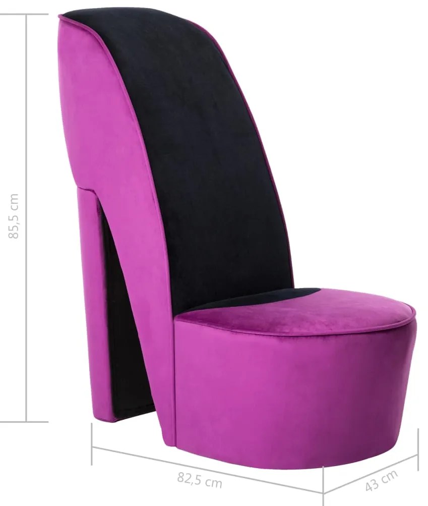 Cadeira estilo sapato de salto alto veludo roxo