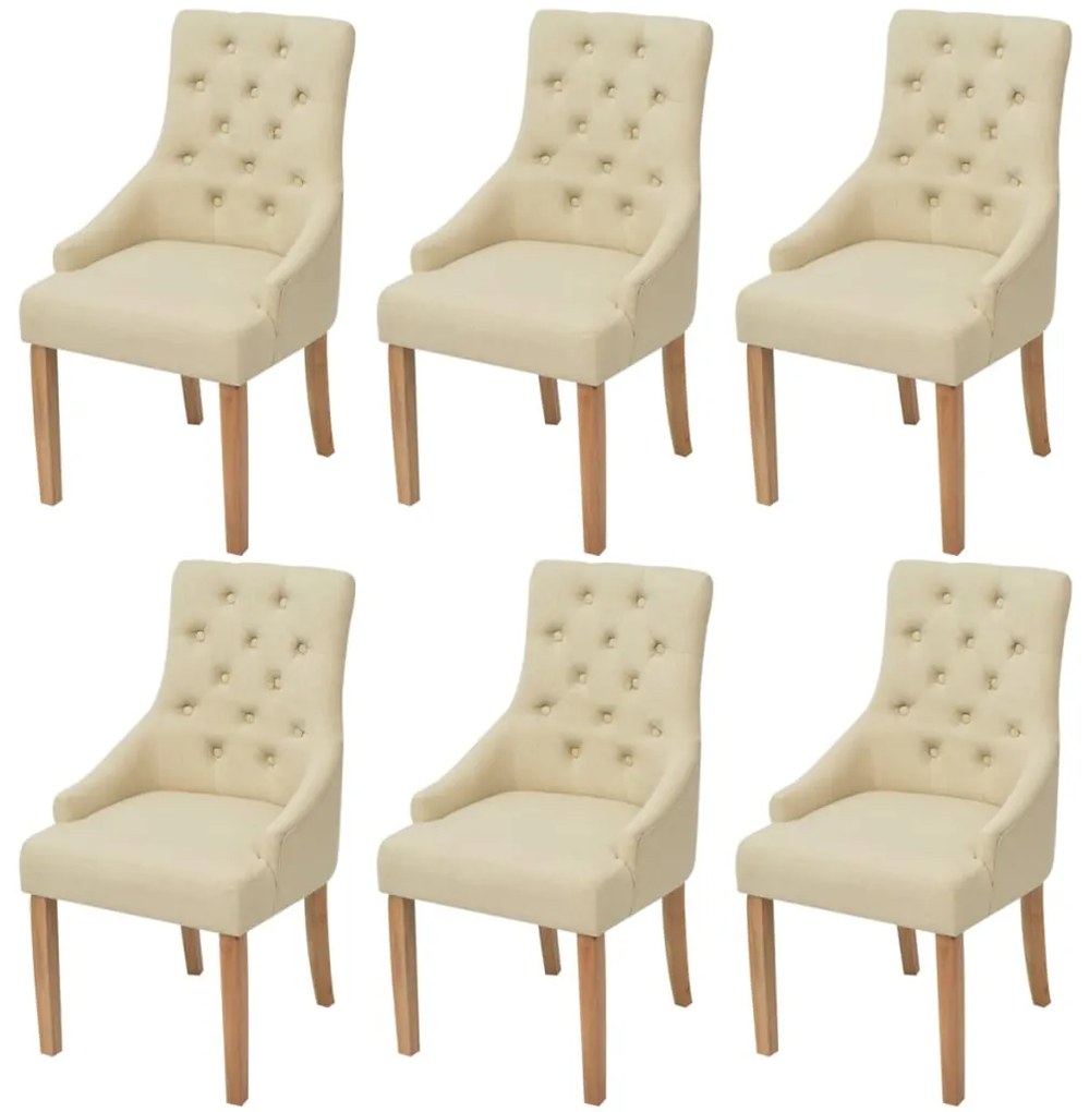 vidaXL Cadeiras de jantar 6 pcs tecido cor creme