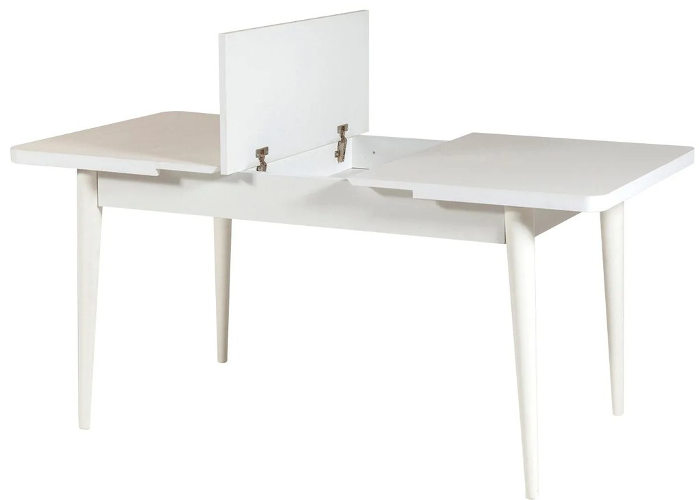 Conjunto de Mesa de Jantar Extensível Vina – Branco Pedra – Mesa: 129x