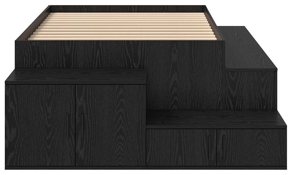 Estrutura de Cama Armazenamento em Carvalho Preto 100x200 cm