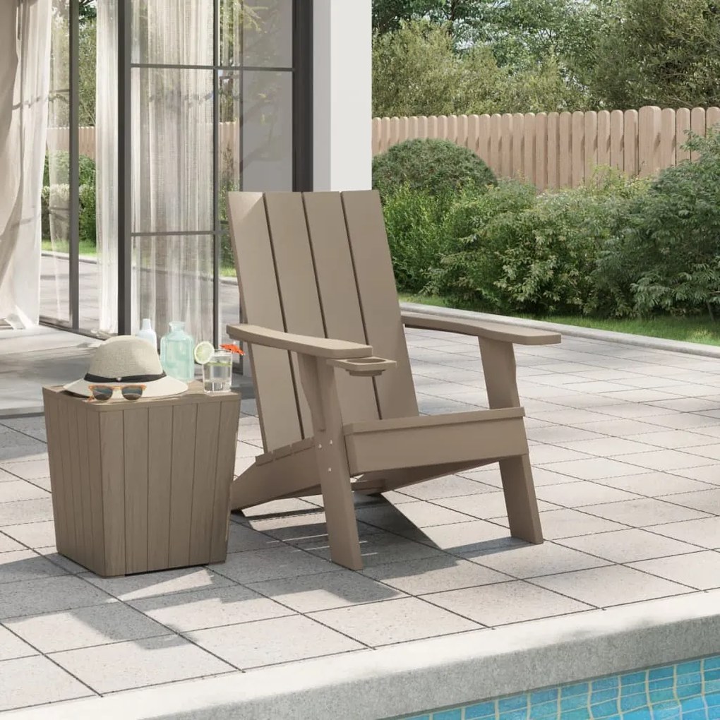 vidaXL Cadeira de jardim Adirondack polipropileno castanho-claro