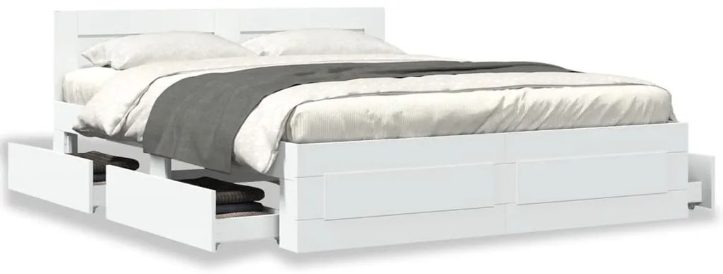 Estrutura cama c/ cabeceira 150x200 cm derivados madeira branco