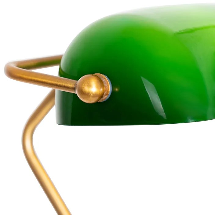 Candeeiro de pé clássico notário bronze com vidro verde - Banker Clássico / Antigo