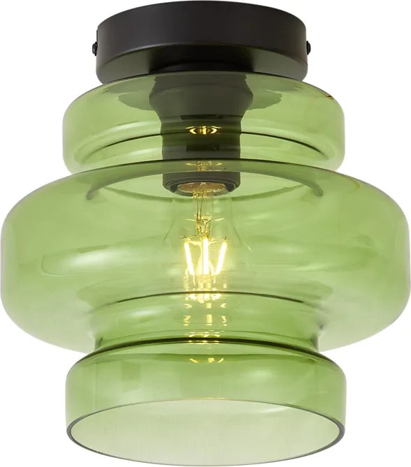 Plafon de teto retro preto com vidro verde - Denise