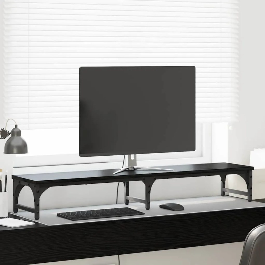 vidaXL Suporte para Monitor Carvalho Preto 105 x 23 x 15,5 cm