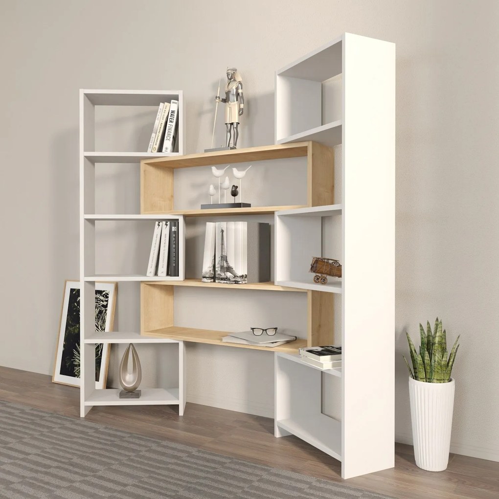 Estante Poyraz – Branco Carvalho – 163,5x150x22 cm