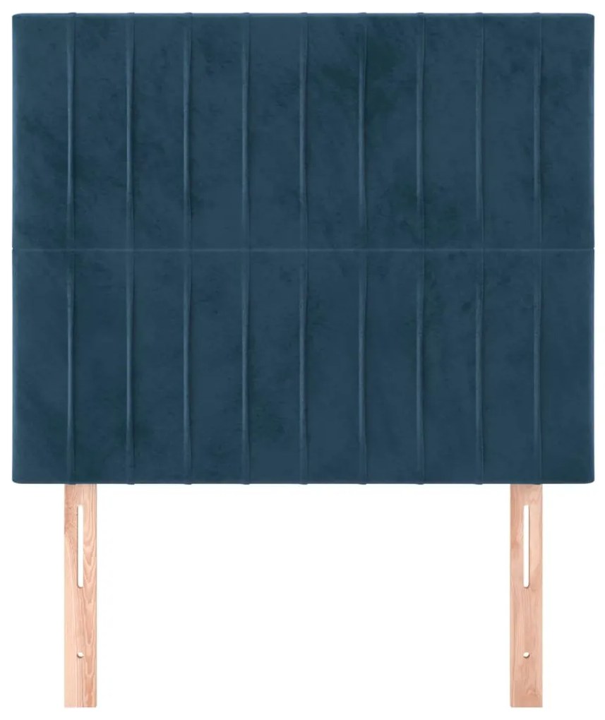 Cabeceira de cama 2 pcs veludo 90x5x78/88 cm azul-escuro