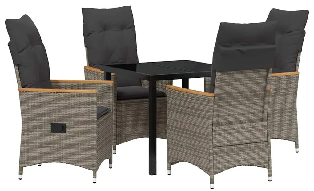 Conjunto de Jantar de Jardim com 5 Peças e Almofadas Cinza em Poliratt