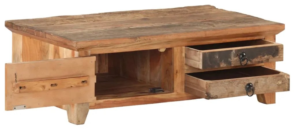 Mesa de centro 90x50x31 cm madeira recuperada maciça