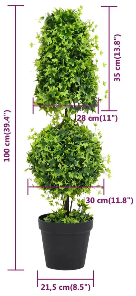Planta artificial buxo com vaso 100 cm verde