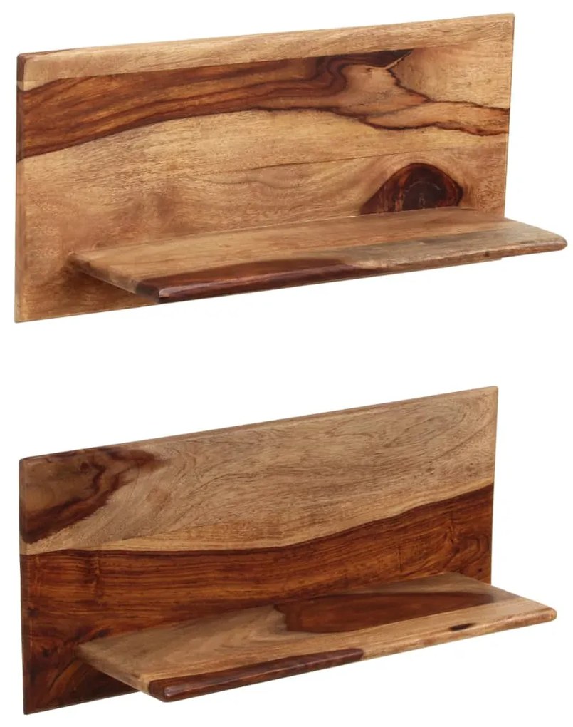 Prateleiras de parede 2 pcs 58x26x20cm madeira acácia maciça