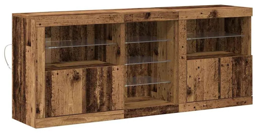 Aparador com Luzes LED Madeira Antiga 162x37x67 cm Madeira Engenharia