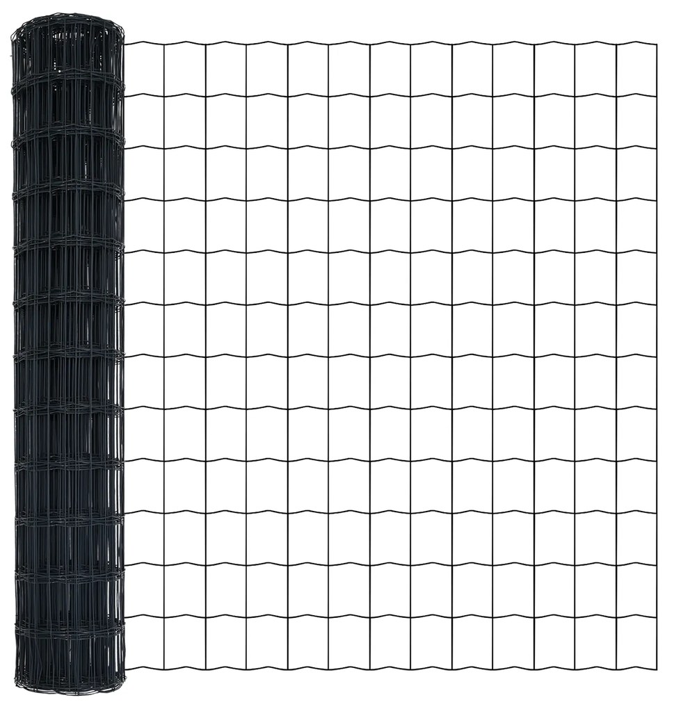 Cerca Euro com 7 Postes 1.4x10 m Aço Galvanizado Cinza