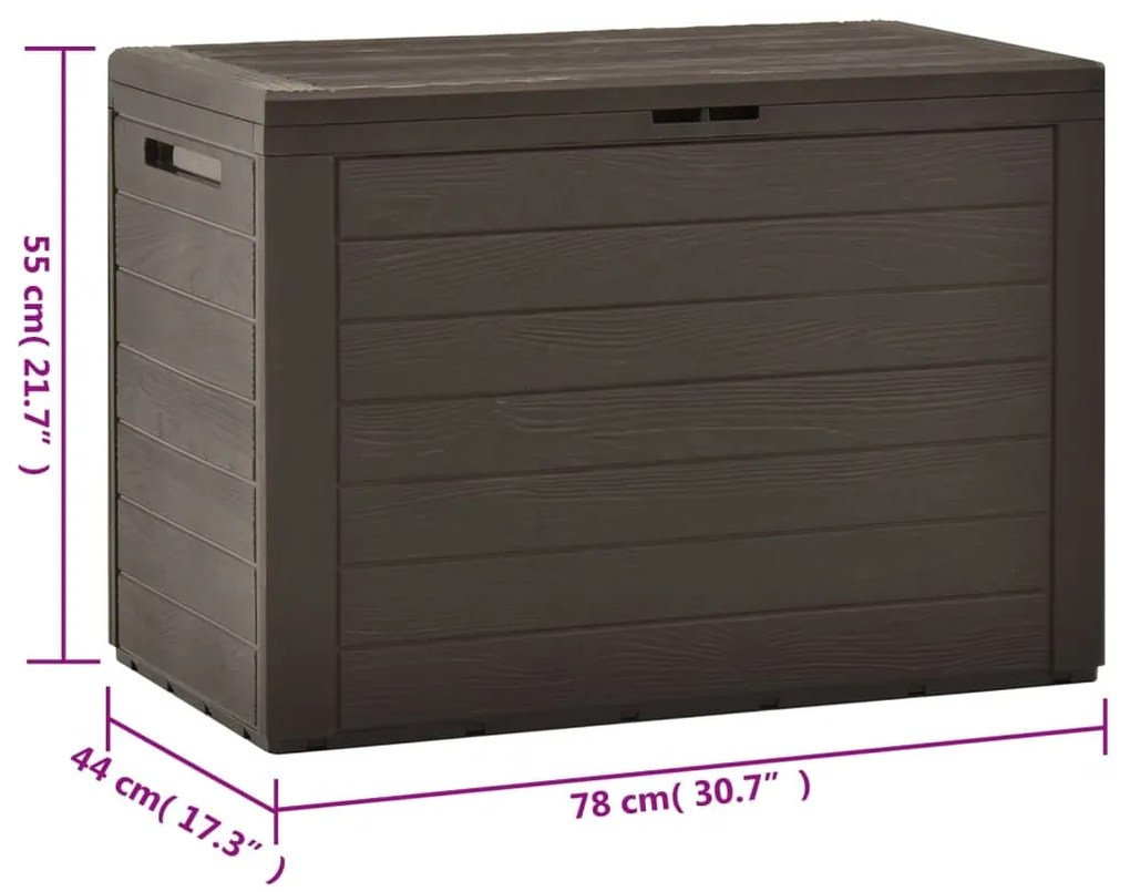 Caixa de arrumação de jardim 78x44x55 cm castanho