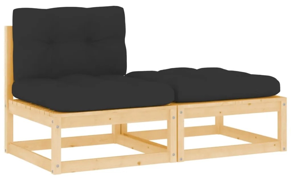 807294 vidaXL 2 pcs conjunto lounge para jardim com almofadões pinho maciço