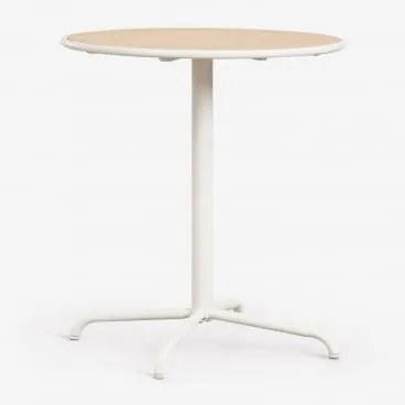 Mesa De Jardim Redonda Ø65 Cm Em Aço E Madeira De Acácia Tilda Gardénia Branco - Sklum