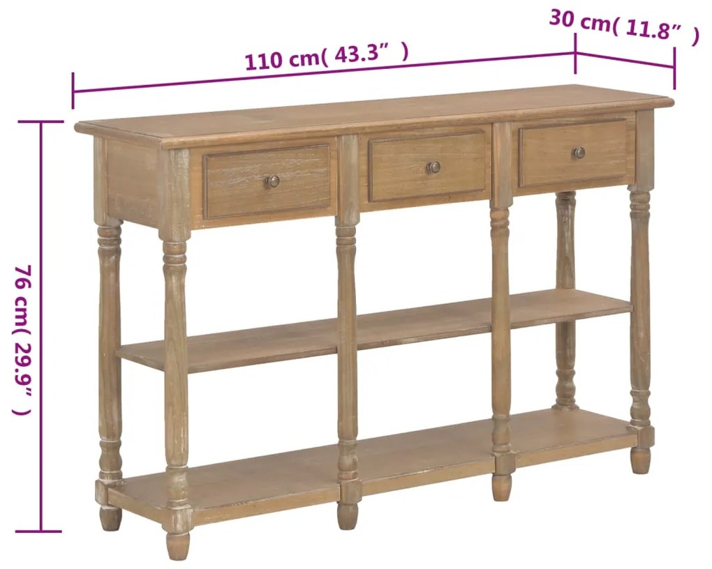 Mesa consola 110x30x76 cm derivados de madeira