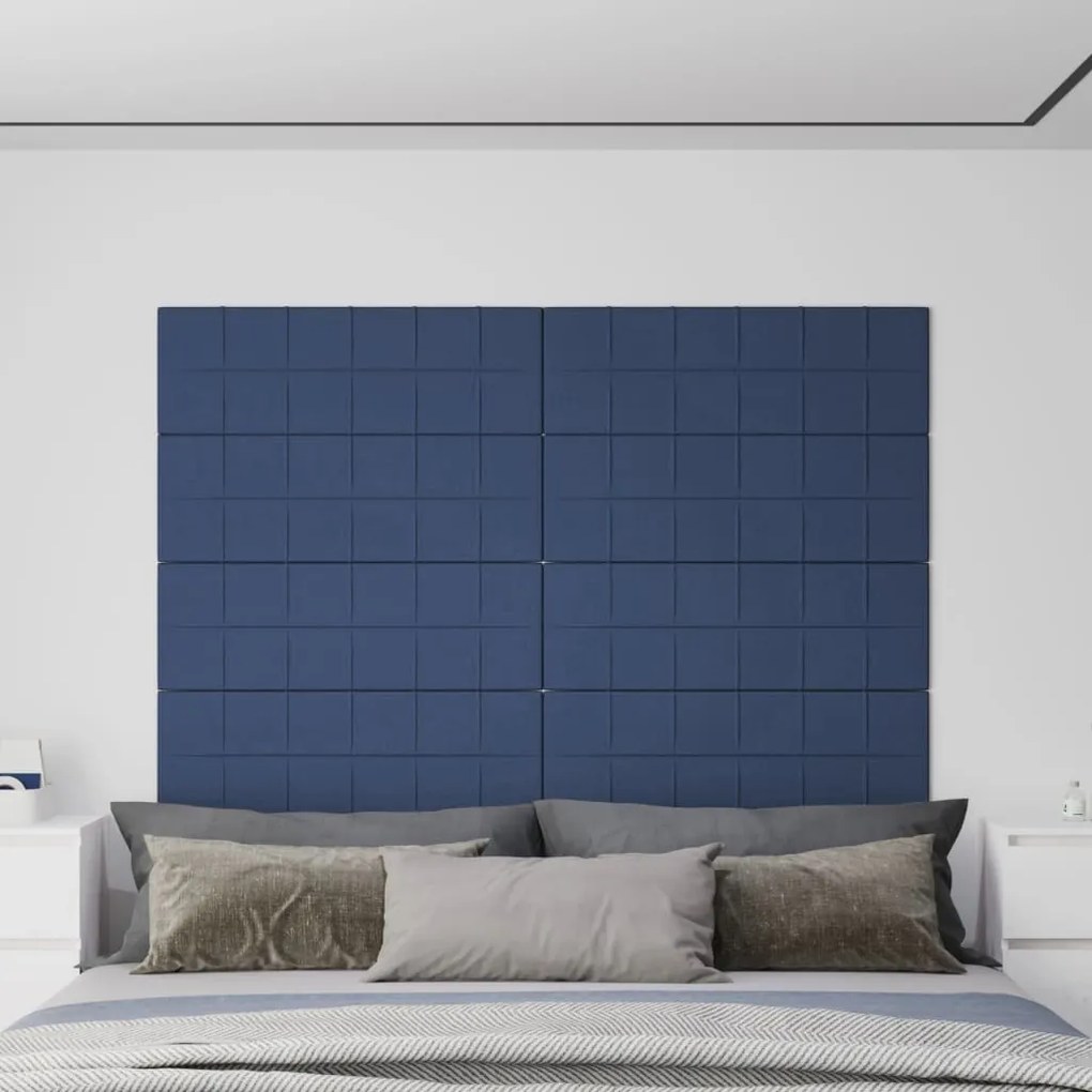 vidaXL Painel de parede 12 pcs 90x30 cm tecido 3,24 m² azul