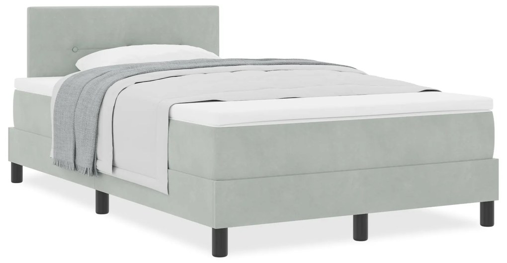 Cama Box com Colchão vidaXL Cinza Claro 120x200 cm Veludo