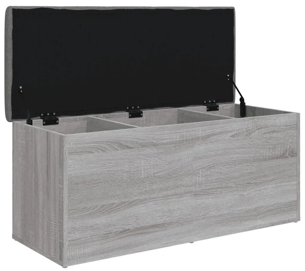 Banco arrumação 102x42x45 cm derivados madeira cinzento sonoma