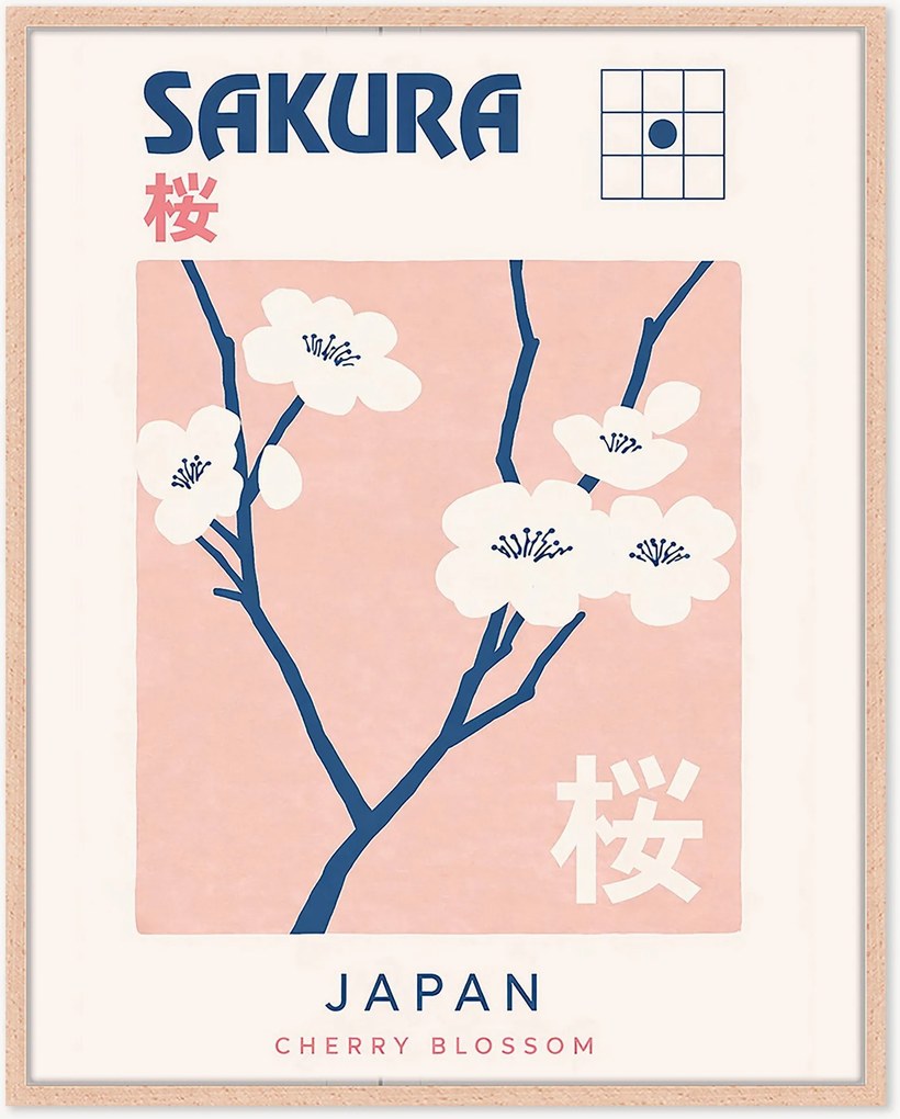 Impressão digital emoldurada artesanal Sakura
