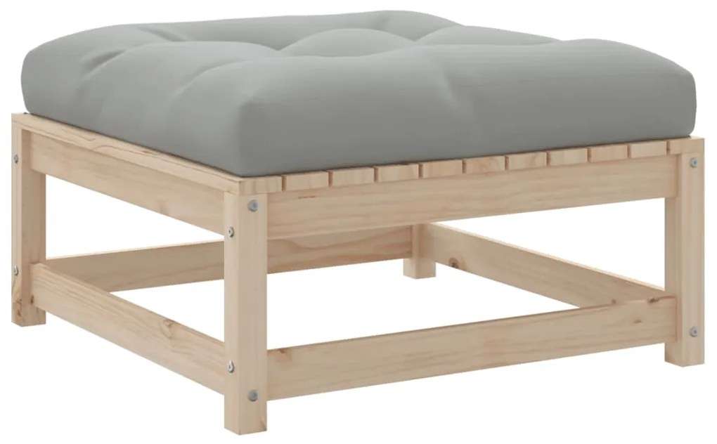 3 pcs conjunto sofás de jardim c/ almofadões pinho maciço