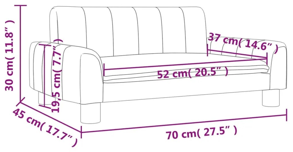 Sofá infantil 70x45x30 cm couro artificial cor creme