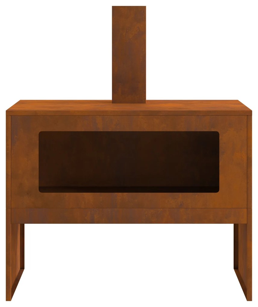 Fogueira com Chaminé 80x50x96 cm Aço Envelhecido