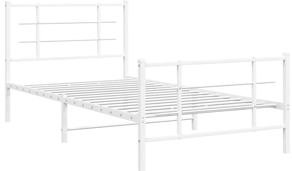 Estrutura de cama com cabeceira e pés 107x203 cm metal branco