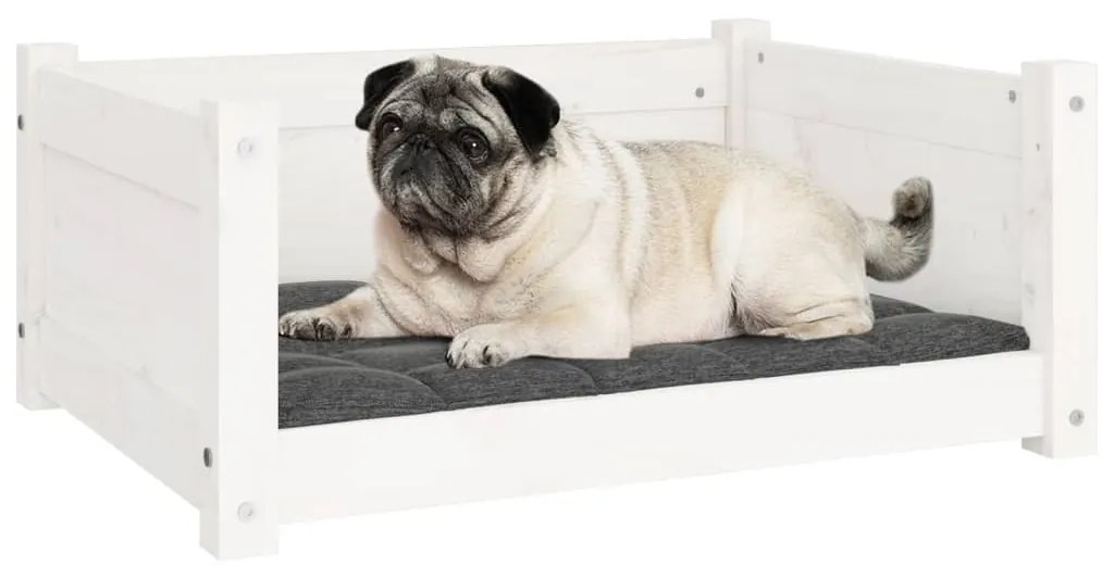 Cama para cães 65,5x50,5x28 cm madeira de pinho maciça branco