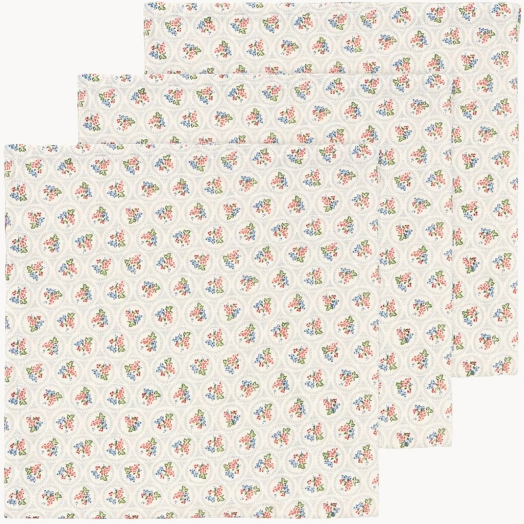 Panos de musselina em algodão orgânico Verona Blues, conjunto de 3