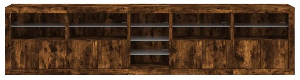 Aparador com luzes LED 283x37x67 cm carvalho fumado