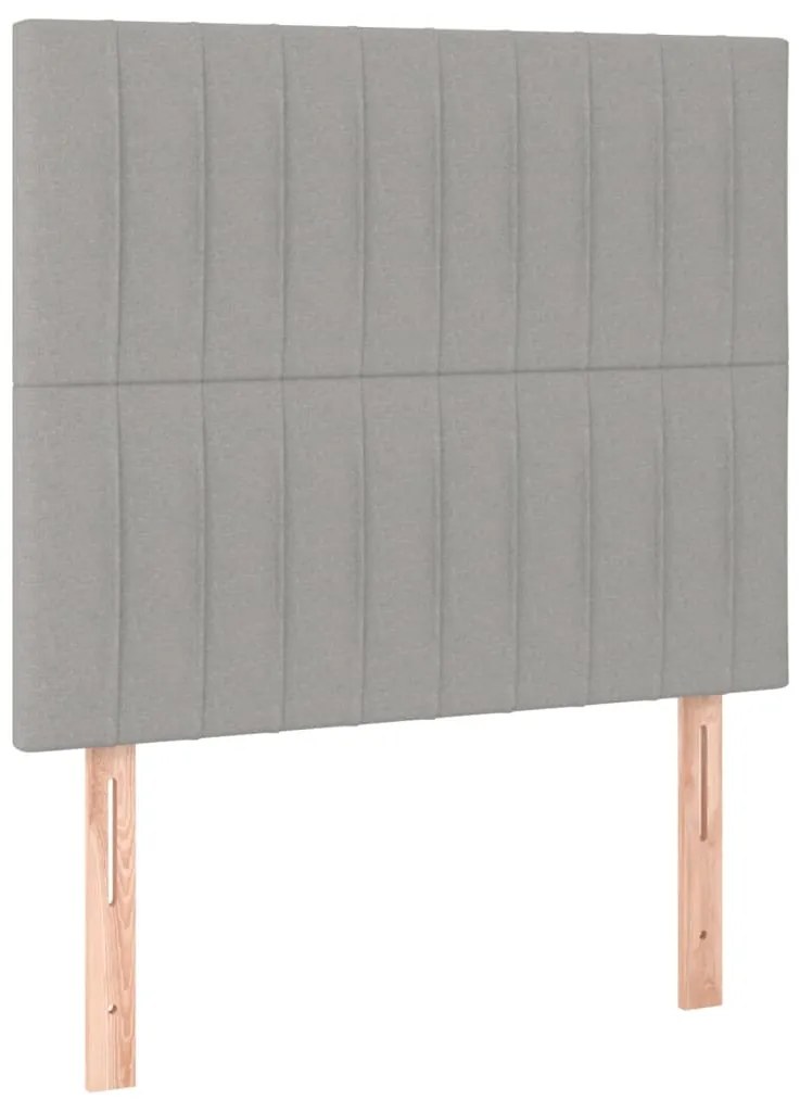 Cama box spring c/ colchão e LED 90x200 cm tecido cinza-claro