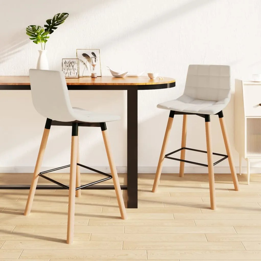 vidaXL Bancos de bar 2 pcs tecido cor creme