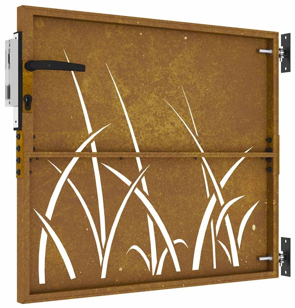 Portão de jardim 85x75 cm aço corten design erva