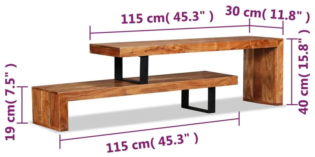 Móvel de TV madeira de acácia maciça