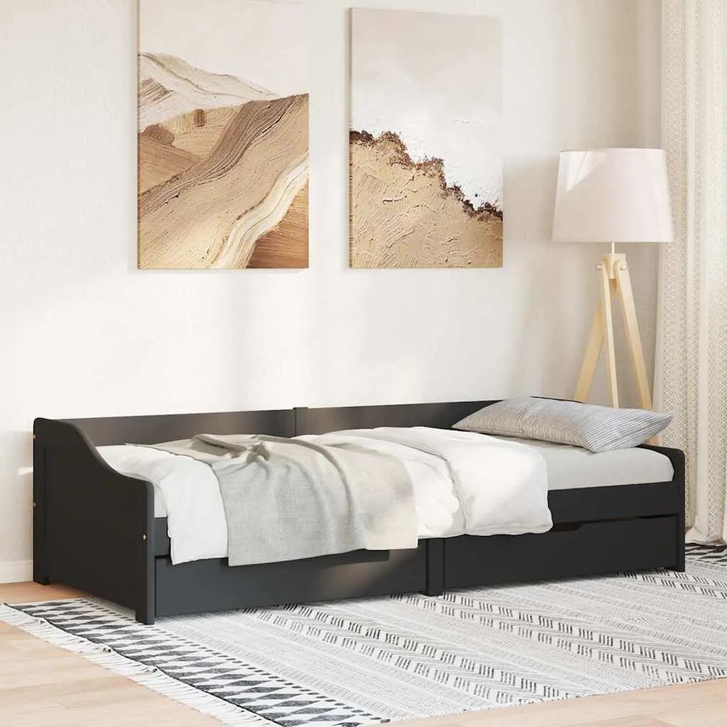Sofá-cama com 2 gavetas sem colchão 90x200 cm IRUN preto